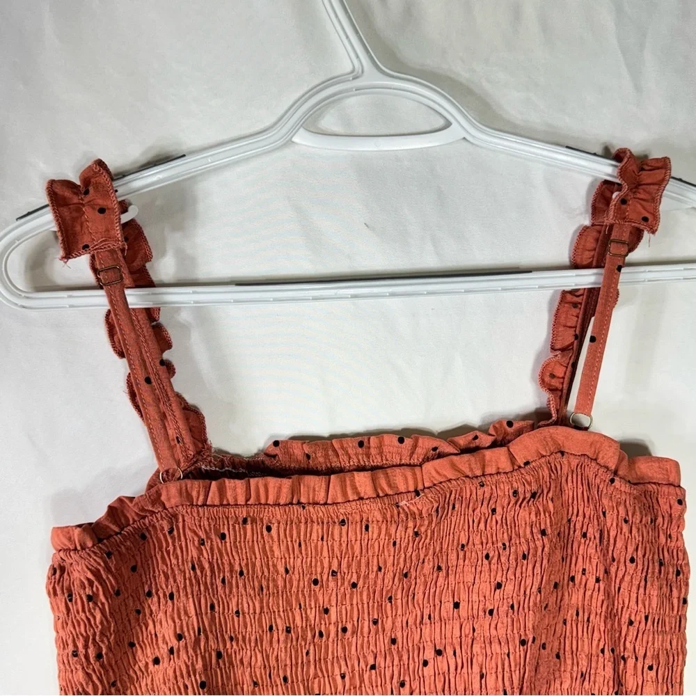 Hayden Girls Terracotta Polka Dot Smocked Textured Top